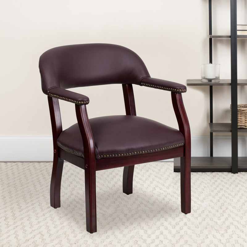 Charlton Home® Leather Seat Waiting Room Chair with Wood Frame